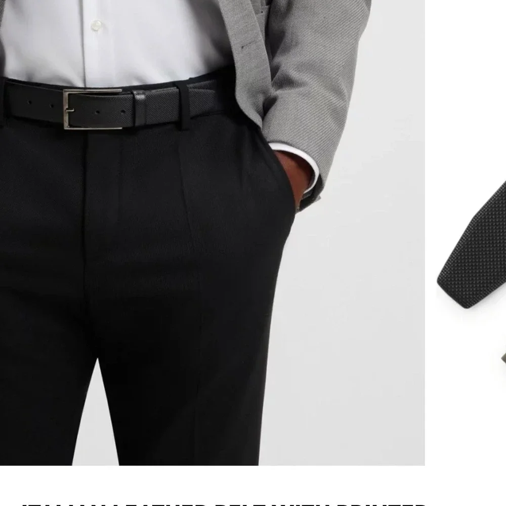 Hugo Boss Textured Black Leather Belt US 38